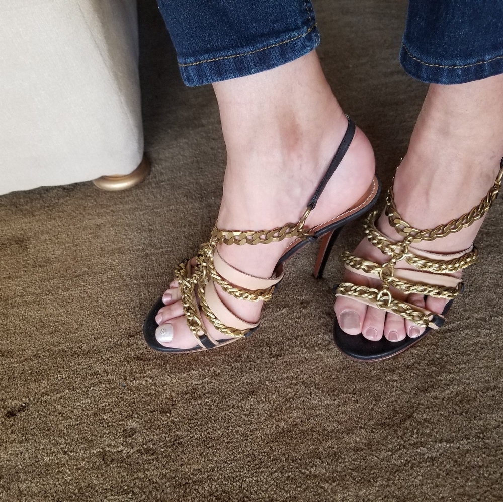 Designer Lanvin heels with chains
